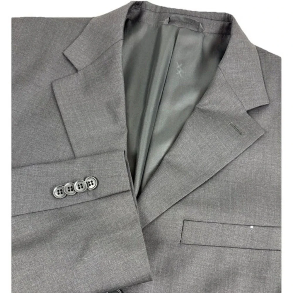 SANTORELLI‎ Linen Blu Pronton Mens Blazer 42R Fine Merino Wool Black Super 140's